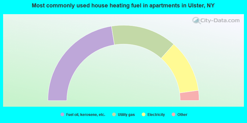 Most commonly used house heating fuel in apartments in Ulster, NY