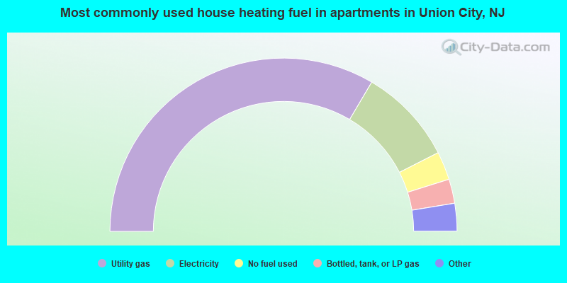 Most commonly used house heating fuel in apartments in Union City, NJ