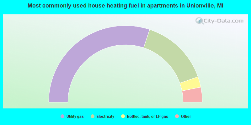 Most commonly used house heating fuel in apartments in Unionville, MI