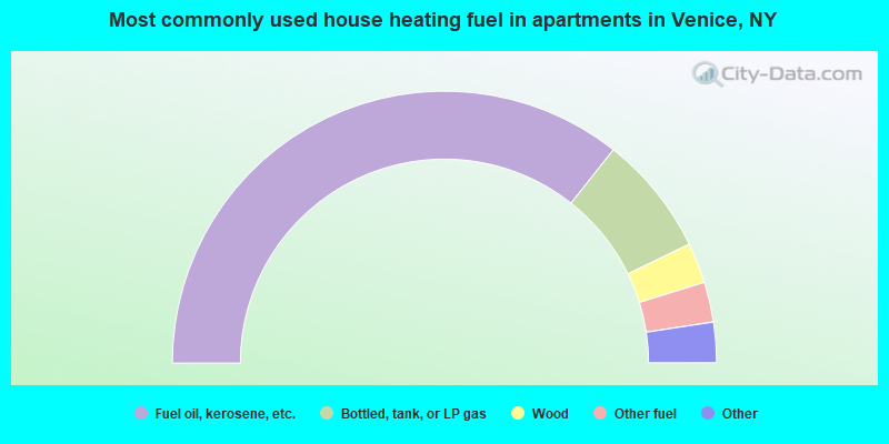 Most commonly used house heating fuel in apartments in Venice, NY