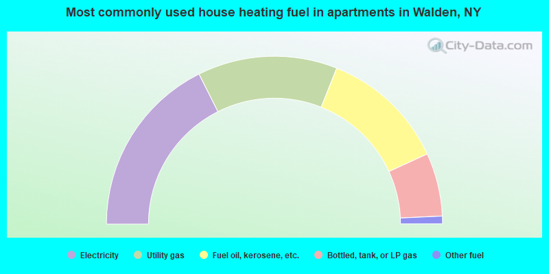 Most commonly used house heating fuel in apartments in Walden, NY
