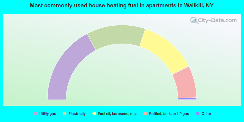 Most commonly used house heating fuel in apartments in Wallkill, NY