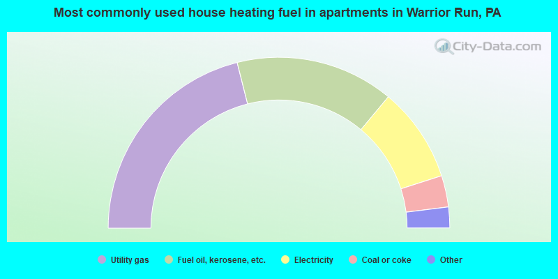 Most commonly used house heating fuel in apartments in Warrior Run, PA