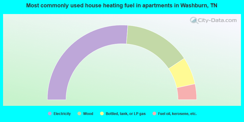 Most commonly used house heating fuel in apartments in Washburn, TN
