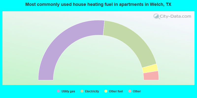 Most commonly used house heating fuel in apartments in Welch, TX