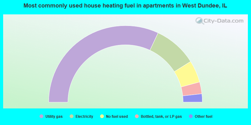 Most commonly used house heating fuel in apartments in West Dundee, IL