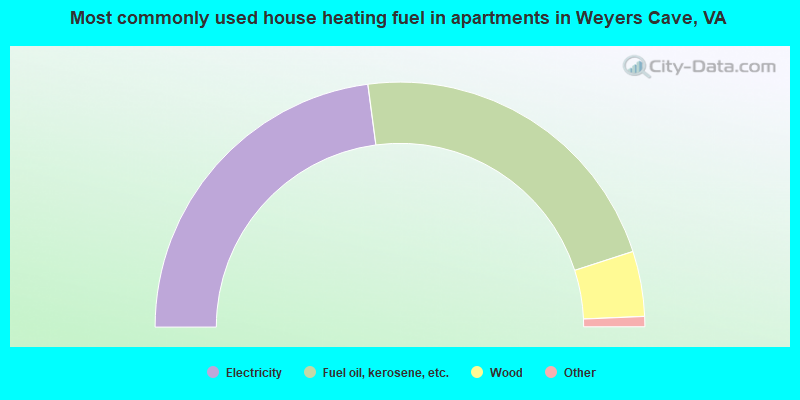 Most commonly used house heating fuel in apartments in Weyers Cave, VA