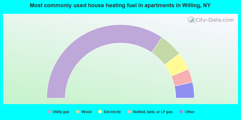 Most commonly used house heating fuel in apartments in Willing, NY