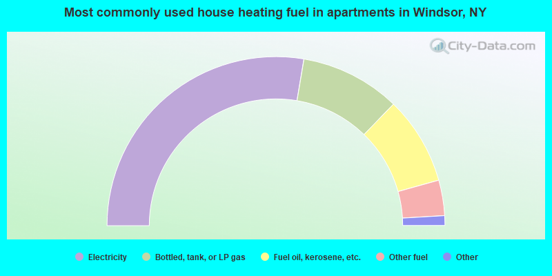 Most commonly used house heating fuel in apartments in Windsor, NY