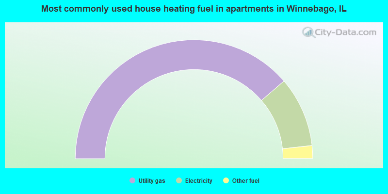 Most commonly used house heating fuel in apartments in Winnebago, IL