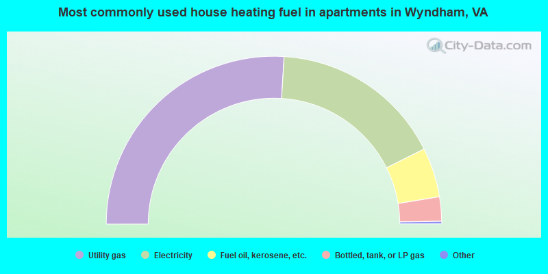 Most commonly used house heating fuel in apartments in Wyndham, VA