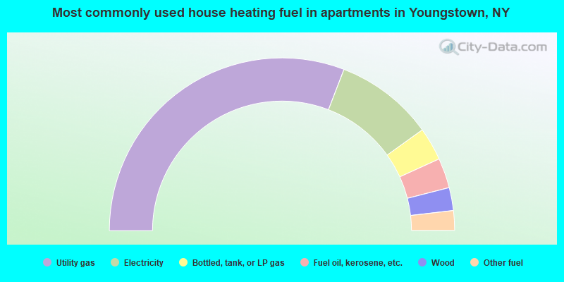 Most commonly used house heating fuel in apartments in Youngstown, NY