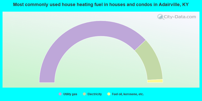 Most commonly used house heating fuel in houses and condos in Adairville, KY