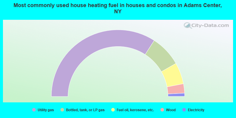 Most commonly used house heating fuel in houses and condos in Adams Center, NY