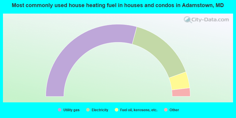 Most commonly used house heating fuel in houses and condos in Adamstown, MD