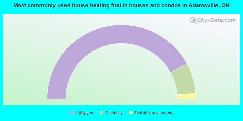 Most commonly used house heating fuel in houses and condos in Adamsville, OH
