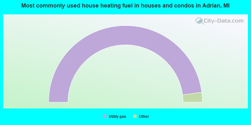 Most commonly used house heating fuel in houses and condos in Adrian, MI