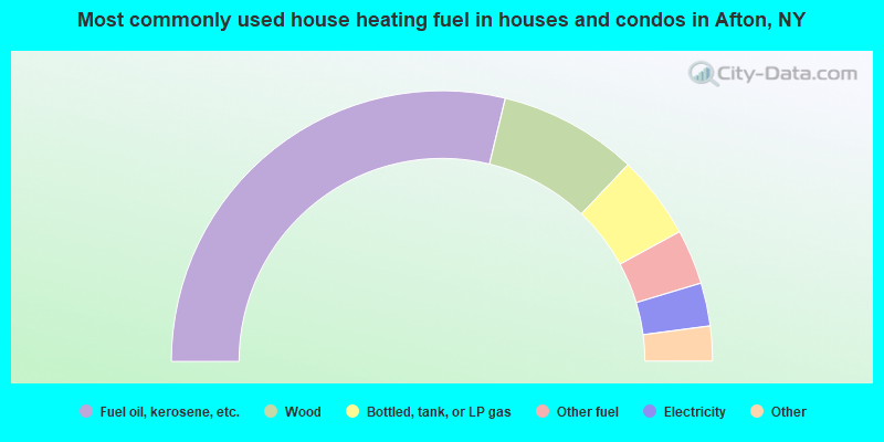 Most commonly used house heating fuel in houses and condos in Afton, NY