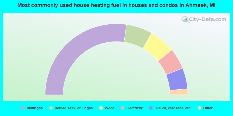 Most commonly used house heating fuel in houses and condos in Ahmeek, MI
