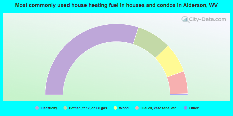 Most commonly used house heating fuel in houses and condos in Alderson, WV