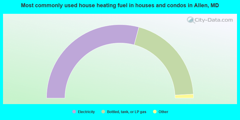 Most commonly used house heating fuel in houses and condos in Allen, MD