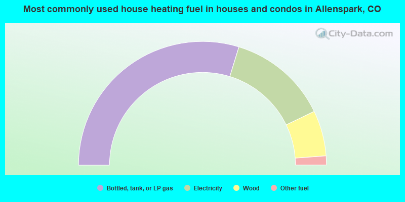 Most commonly used house heating fuel in houses and condos in Allenspark, CO