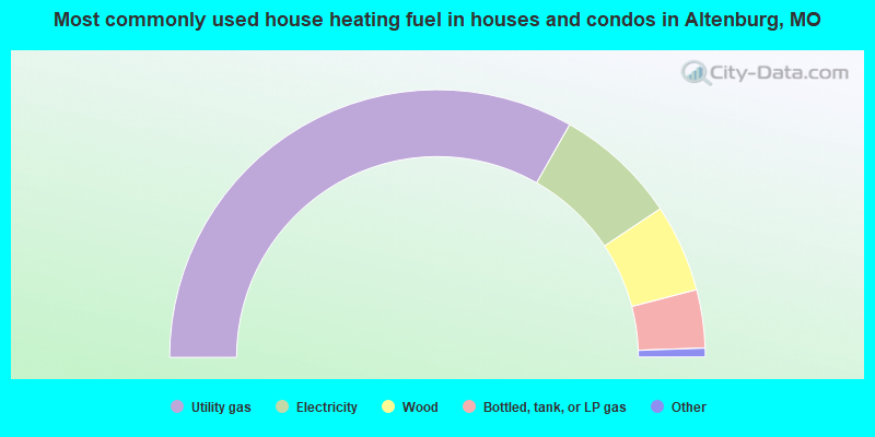 Most commonly used house heating fuel in houses and condos in Altenburg, MO