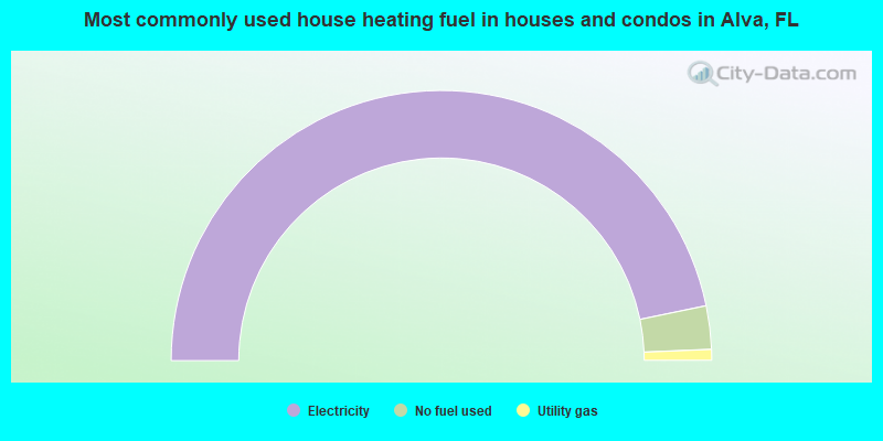 Most commonly used house heating fuel in houses and condos in Alva, FL