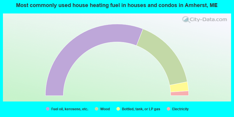 Most commonly used house heating fuel in houses and condos in Amherst, ME