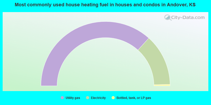 Most commonly used house heating fuel in houses and condos in Andover, KS