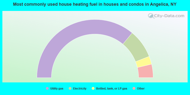 Most commonly used house heating fuel in houses and condos in Angelica, NY