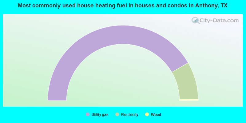 Most commonly used house heating fuel in houses and condos in Anthony, TX