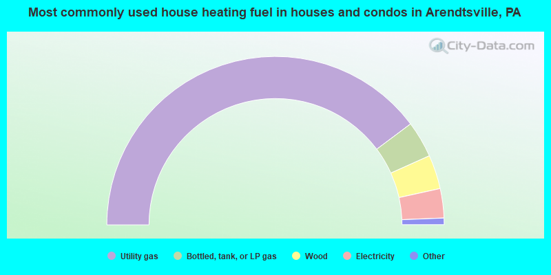 Most commonly used house heating fuel in houses and condos in Arendtsville, PA