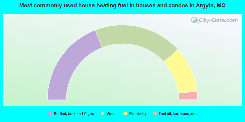 Most commonly used house heating fuel in houses and condos in Argyle, MO