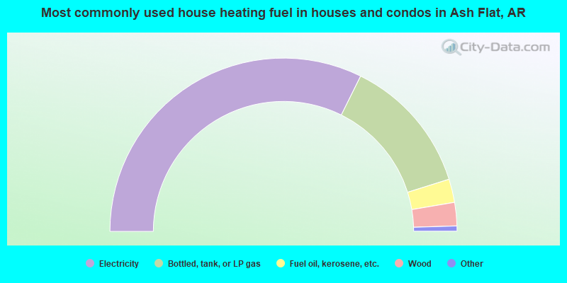 Most commonly used house heating fuel in houses and condos in Ash Flat, AR