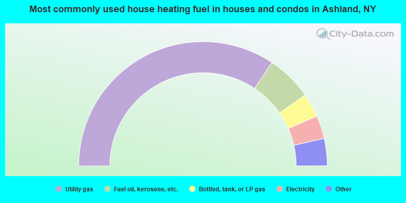 Most commonly used house heating fuel in houses and condos in Ashland, NY