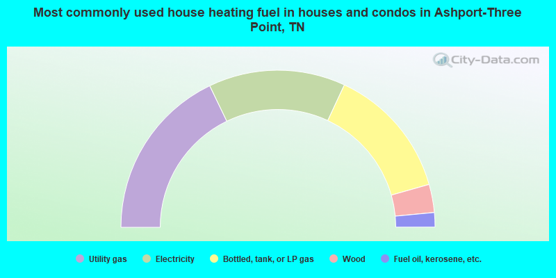 Most commonly used house heating fuel in houses and condos in Ashport-Three Point, TN
