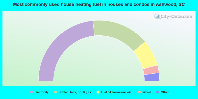 Most commonly used house heating fuel in houses and condos in Ashwood, SC