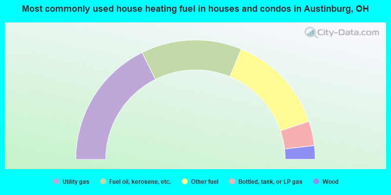 Most commonly used house heating fuel in houses and condos in Austinburg, OH