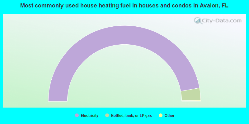 Most commonly used house heating fuel in houses and condos in Avalon, FL