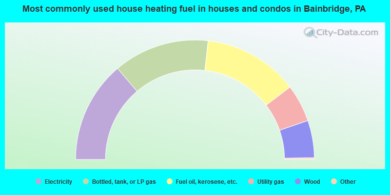 Most commonly used house heating fuel in houses and condos in Bainbridge, PA