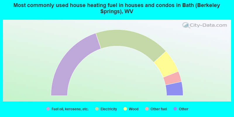 Most commonly used house heating fuel in houses and condos in Bath (Berkeley Springs), WV