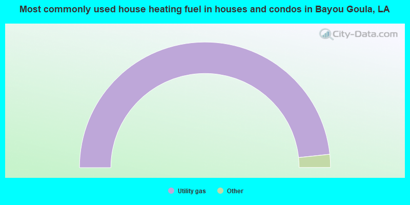 Most commonly used house heating fuel in houses and condos in Bayou Goula, LA