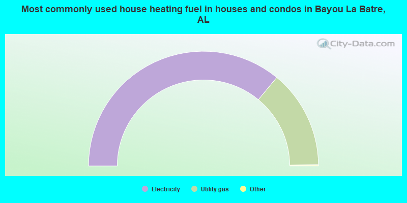 Most commonly used house heating fuel in houses and condos in Bayou La Batre, AL