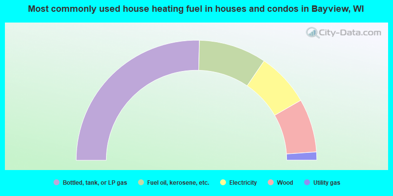 Most commonly used house heating fuel in houses and condos in Bayview, WI