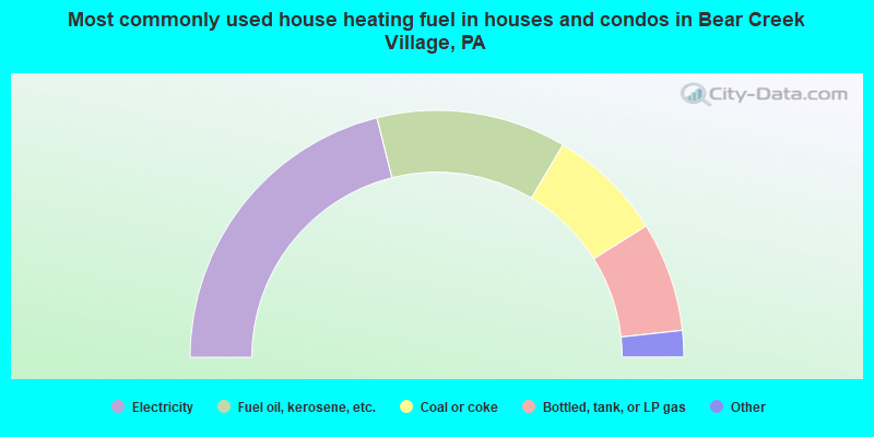 Most commonly used house heating fuel in houses and condos in Bear Creek Village, PA