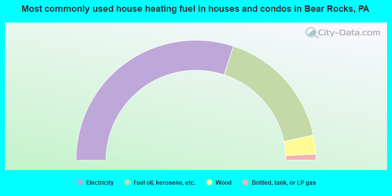 Most commonly used house heating fuel in houses and condos in Bear Rocks, PA