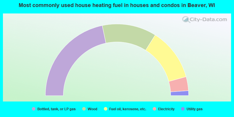 Most commonly used house heating fuel in houses and condos in Beaver, WI