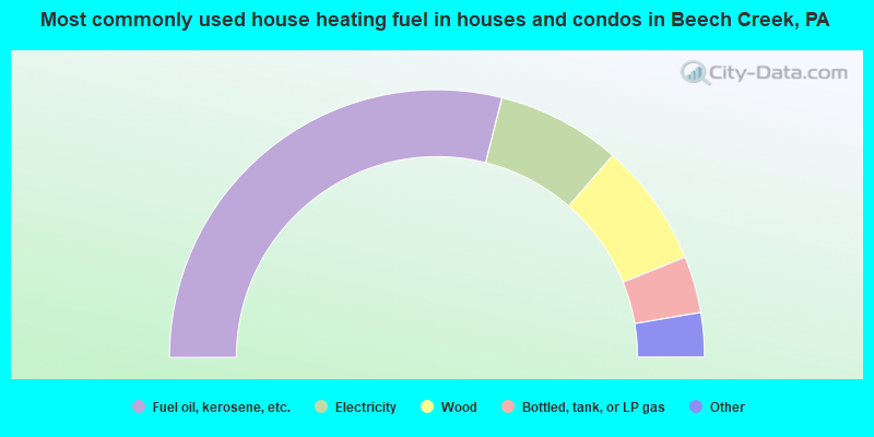 Most commonly used house heating fuel in houses and condos in Beech Creek, PA