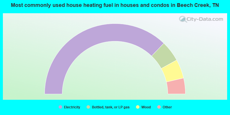 Most commonly used house heating fuel in houses and condos in Beech Creek, TN